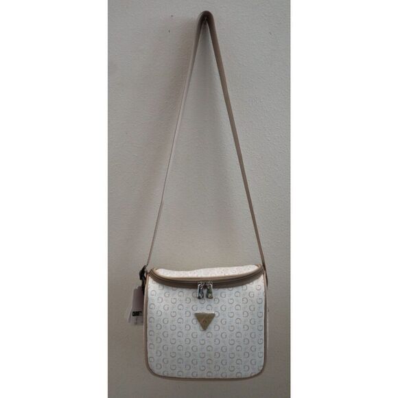 GUESS V7200069 White/Taupe Junction Travel Zip Around Lunch Box w/Carrying Strap - Picture 13 of 14